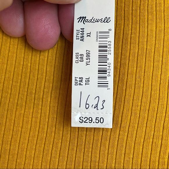 Madewell Mustard Yellow Ribbed Tank Top NWT SZ XL - Picture 6 of 6